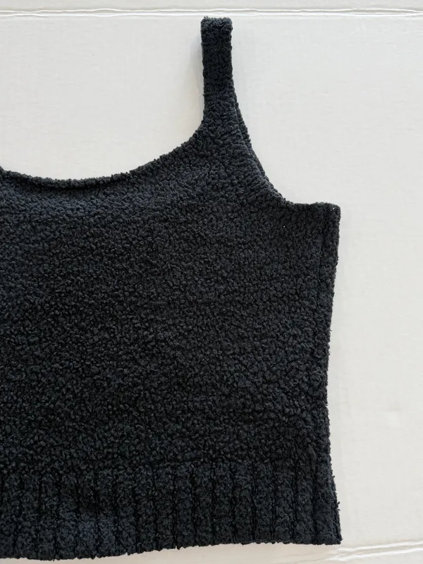 SKIMS Black Fuzzy Tank Top Women’s Vest Sleeveless Knit Large/X-Large - Image 4