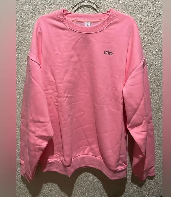 ALO Yoga NWT Accolade Crew Neck Pullover Neon Bubblegum Size L SOLD OUT COLOR - Image 5