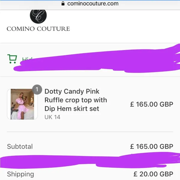 Comino Couture Pink ruffle skirt and crop top set - Image 3