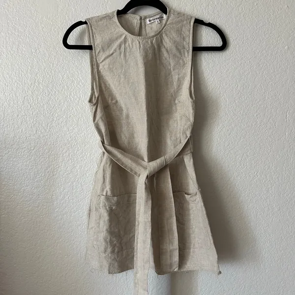 Reformation Sommer Linen Mini Sheath Dress with Tie Belt in Natural Size XS - Image 2