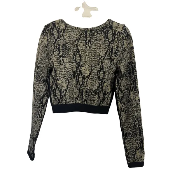Fabletics Kamila Seamless Long Sleeve Crop Top S Snakeskin Print Scales Reptile - Image 3