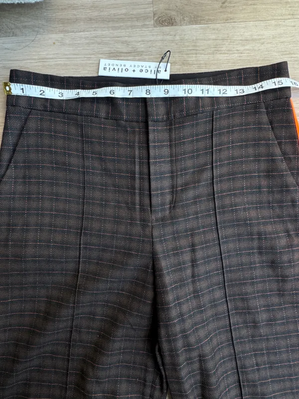 Alice + Olivia Dylan Plaid High Waist Pant Trouser Wide Leg Wool Side Stripe 10 - Image 8