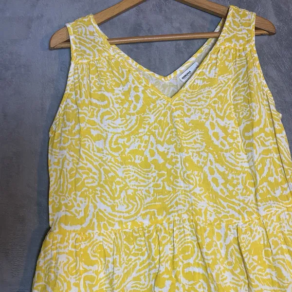 Sonoma Goods for Life Women's Yellow Tiered V-Neck Midi Dress Large‎ Coastal - Image 12