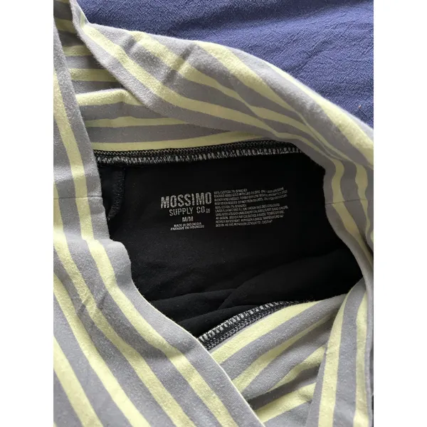 Mossimo Supply Co Womens Black Leggings Striped Fold Over Waist Size Medium - Image 6