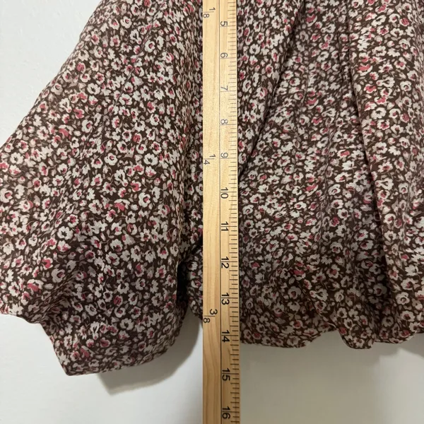 Abercrombie & Fitch Floral Puff Sleeve Blouse Size XS Brown - Image 7