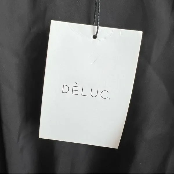 Deluc NWT Harlow Black Satin Mini Dress Size Medium Sleeveless Ruffle Dress - Image 6