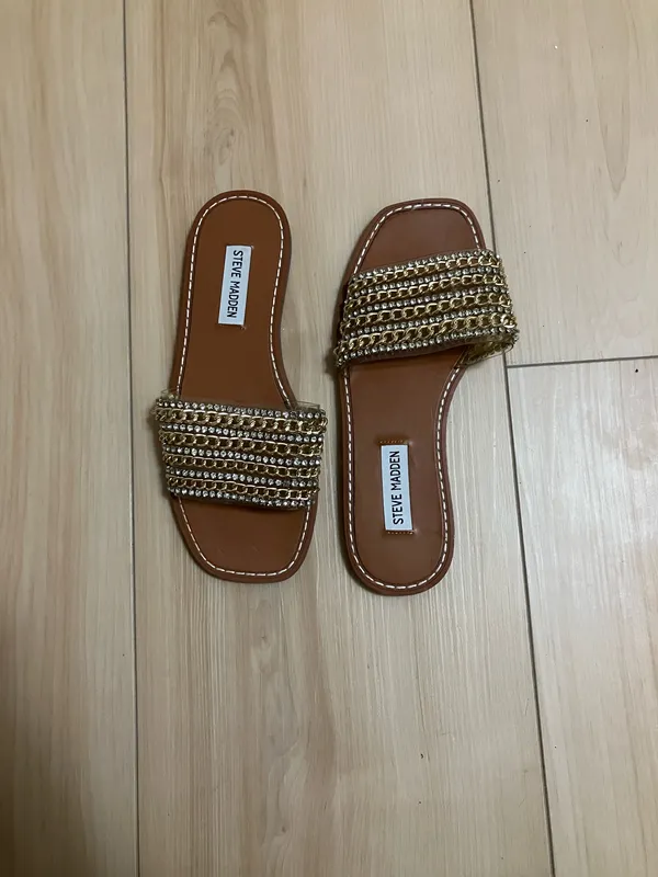 Steve Madden Gold Chain Women's Slide Sandals Size 8.5 - Image 3