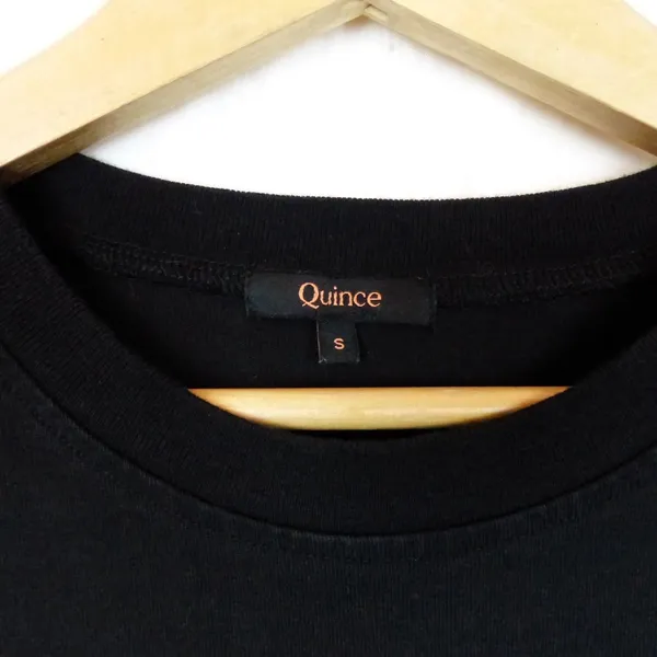 Quince Relaxed T-Shirt Dress Womens S Black Organic Cotton Pocket Casual - Image 8