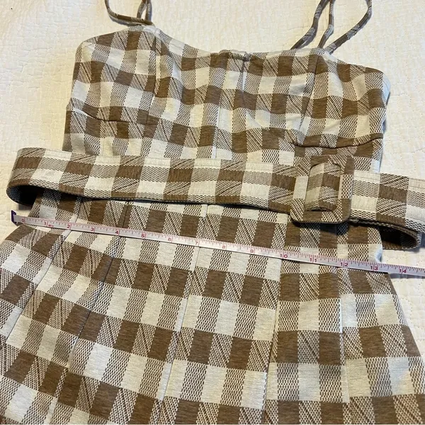 Anthropologie En Saison Brown Plaid Gingham Jumpsuit XS - Image 13