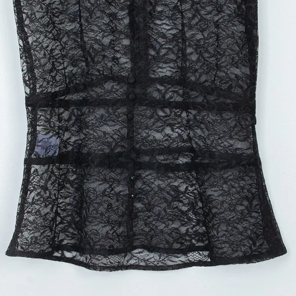 Chelsea28 Womens Lace Sheer Top Size S Black Flutter Sleeve Whimsigoth Witchy‎ - Image 4