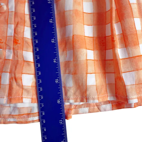Urban Outfitters Orange Checked Button Up Pleated Mini Skirt - Image 7