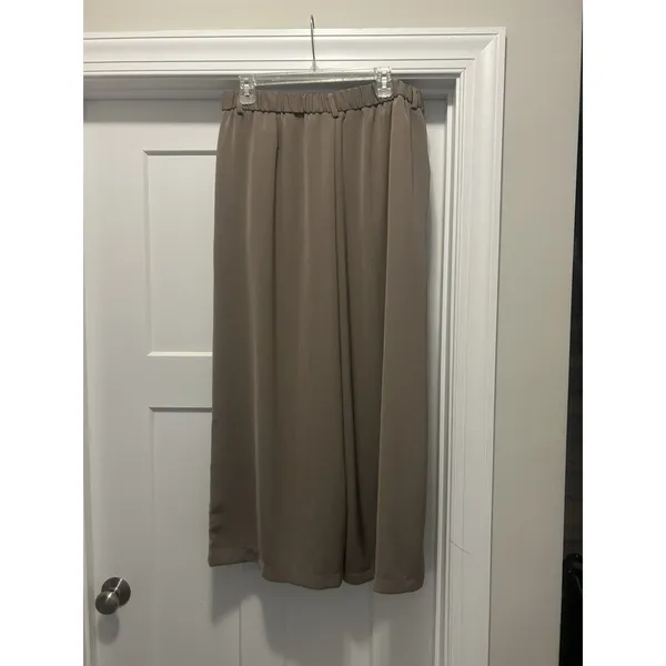 Wide Leg Tan Polyester Blend Dress Pants High Rise Pockets Size 2X XXL Pleats - Image 4