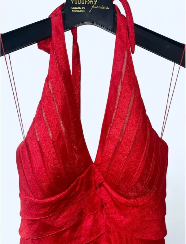 Y2K Cache red haltered cocktail dress - Image 3