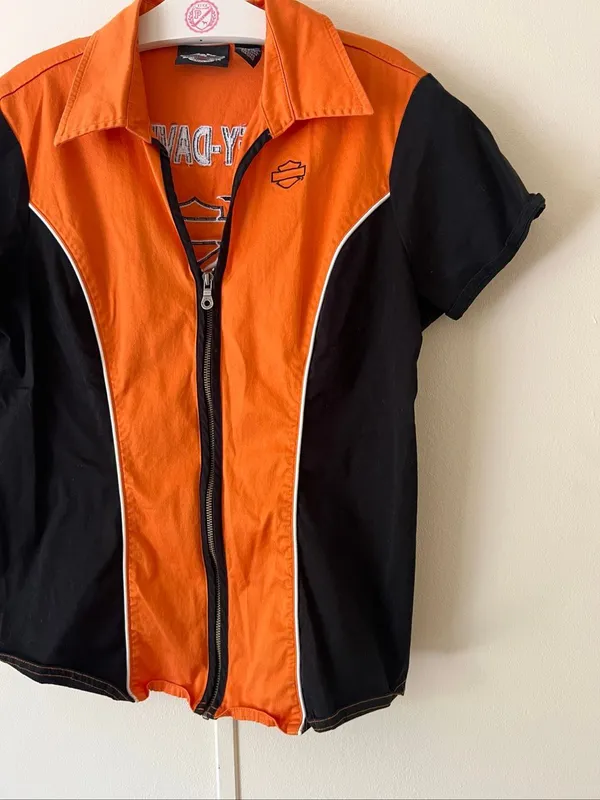 Harley Davidson Zip Up Front Top Woman’s Size Large Y2K 11/2009 - Image 3