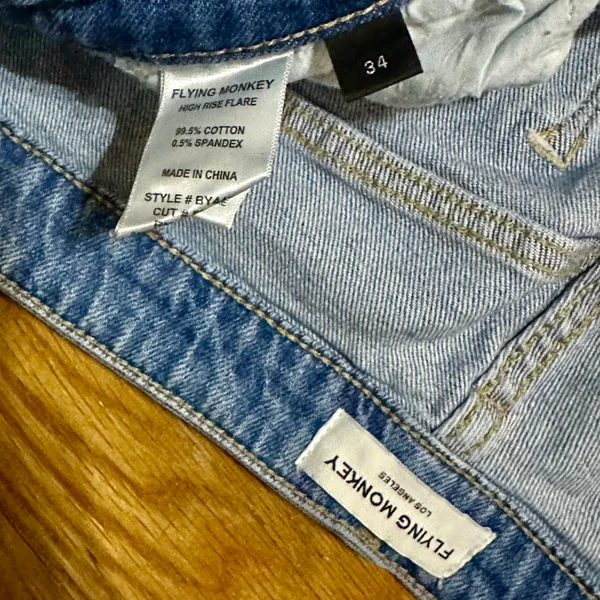 Flying Monkey High Rise Flare Jeans, Size 34 - Image 3