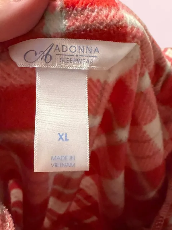 Adonna Red and Cream Plaid Two-Piece Pajama Set - Image 3