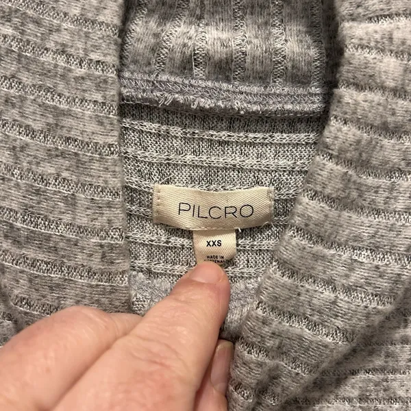 Pilcro Anthropologie‎ Mock Neck Cropped Ribbed Sweater Heather Gray XXS Batwing - Image 6