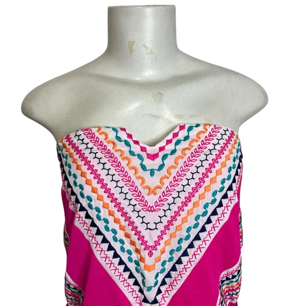 My Michelle Pink Strapless Maxi Dress Chevron Boho Spring Euro Summer Festival - Image 3
