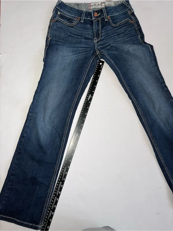 Ariat R.E.A.L. Mid Rise Straight Leg Jeans Blue 28S 28 Short 10023501 - Image 8