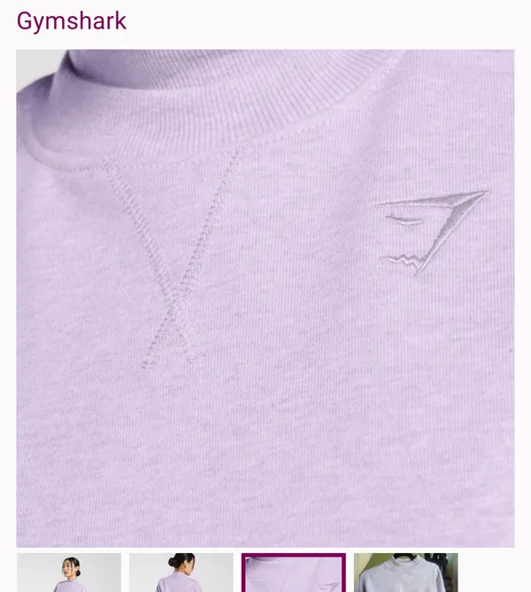 Gymshark Cropped Sweatshirt Purple - Image 2