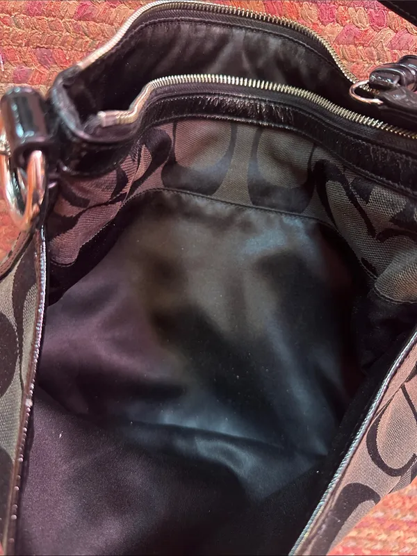 Coach Signature Park Convertible Black/ Brown Signature Shoulder Bag Satchel - Image 5