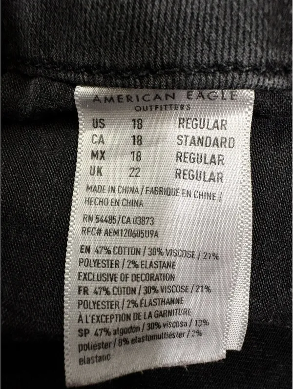 American Eagle Size 18 Regular Black Denim Jeans - Image 8