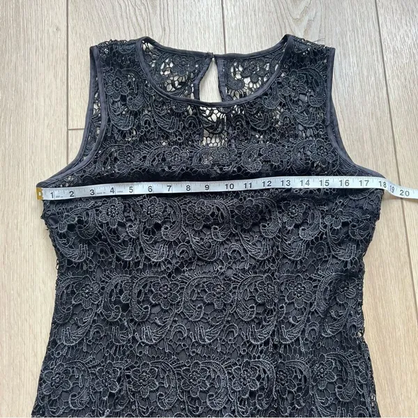 Dress Barn RSVP Lace Overlay Black Cocktail Dress Sheath Dress Size 6 Sleeveless - Image 10