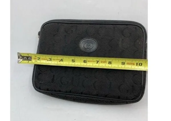 gucci vintage black fabric clutch - Image 3