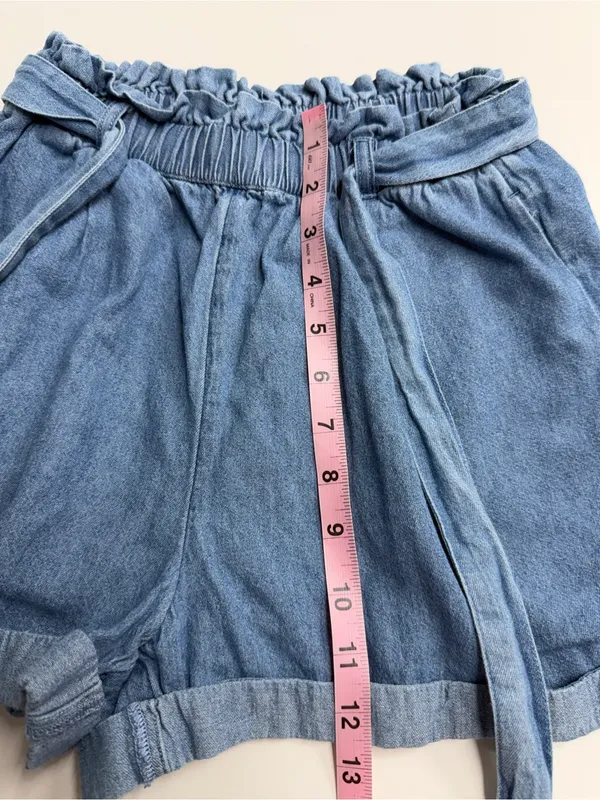 Imperfect‎ 100% cotton xs shorts American Eagle denim front tie belted pockets - Image 7