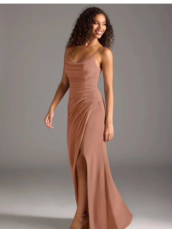 Azazie Deanda Dress Stetch Satin Bronzer - Image 3