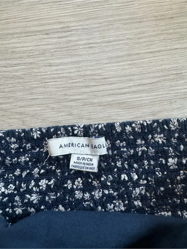 American Eagle Outfitters Black Floral Halter Crop Top - Image 2