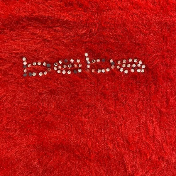 bebe Red Fuzzy Logo Sweater Size L Soft Long Sleeve Pullover - Image 7
