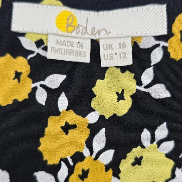 Boden Skirt Womens 12 Floral Black Yellow Pleated‎ A-Line EUC - Image 4