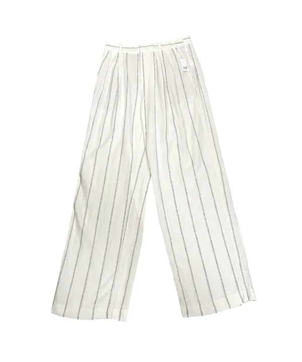 GAP 365 High Rise Linen-Blend Trousers Off White Stripe Size 2 New - Image 3