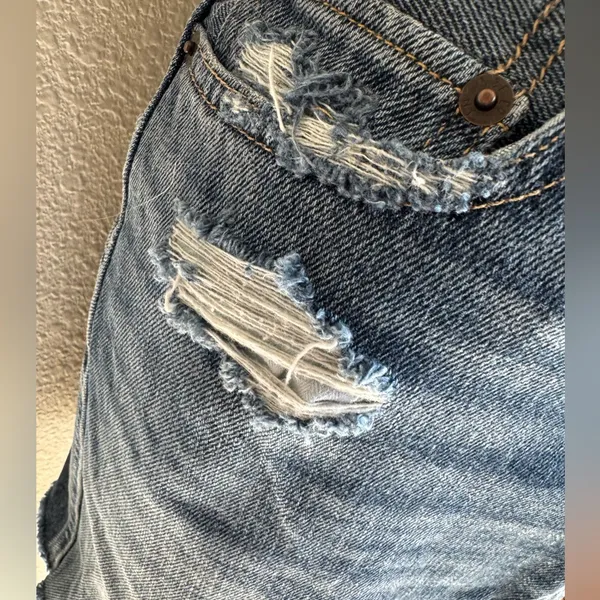 Abercrombie & Fitch Distressed Raw Hem‎ Denim Mini Skirt – Size 0 Y2K Style - Image 6