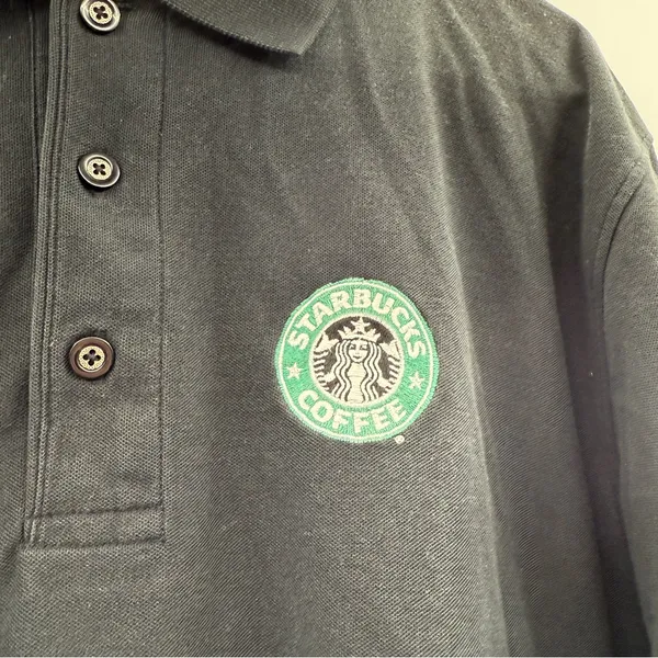 Starbucks‎ Coffee Master Polo Shirt Unisex Size Large Black Embroidered Work - Image 2