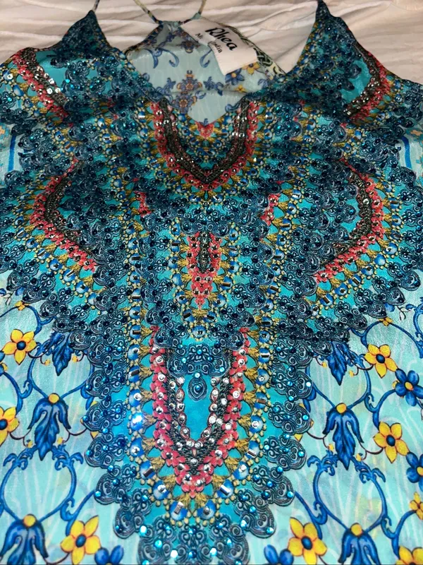 Rhea embellished resort-wear kaftan maxi dress Size S/M. - Image 4