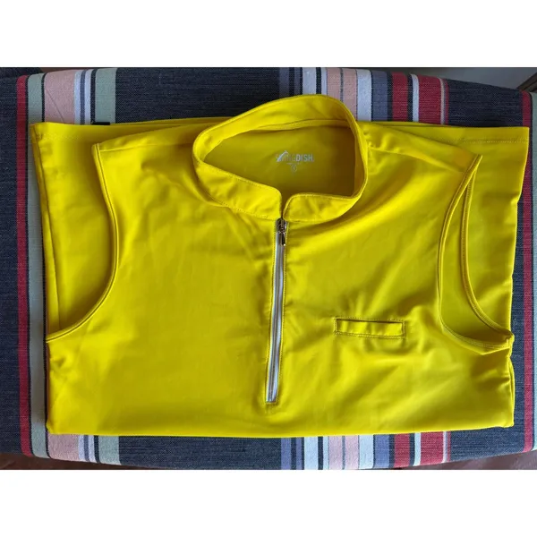 SwingDish Sleeveless Golf Polo Top Size Small Bright Yellow Quarter Zip Stretch - Image 7