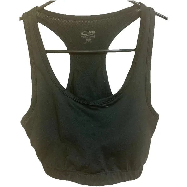 Athletic black sports bra M/M polyester spandex racerback moderate support - Image 2