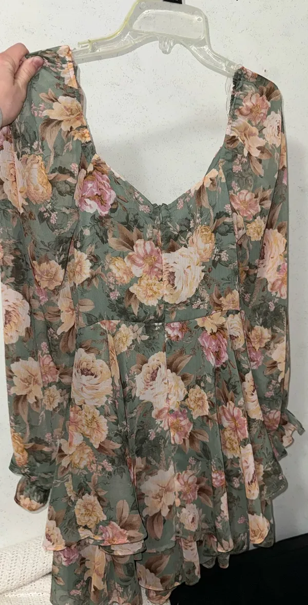 Green floral dress Size M - Image 3