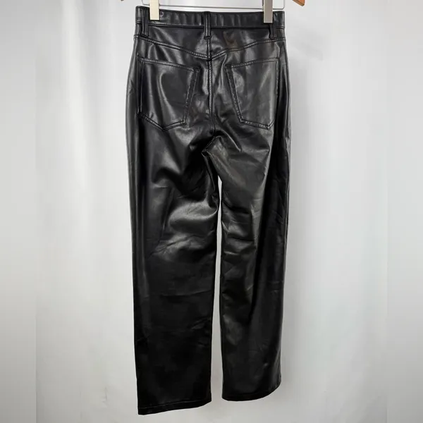 Abercrombie &‎ Fitch The 90's Relaxed Ultra High Rise Faux Leather Pants Black 6 - Image 6