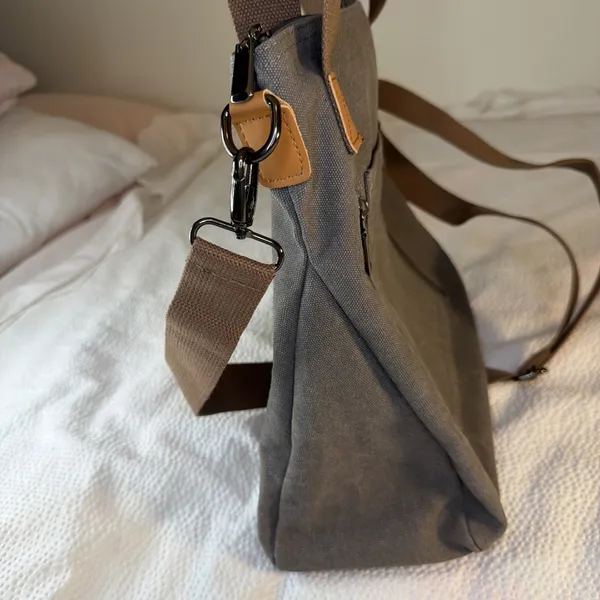 Canvas Handbag for Women Cloth Tote Shoulder Purses Hobo Casual Crossbody Grey - Image 4