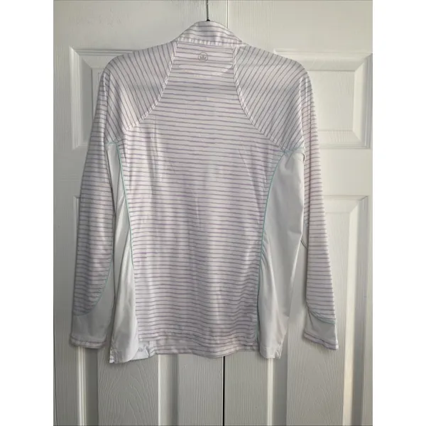 Peter Millar Striped 1/4 Zip Pullover Womens Size M White Lavender Golf Athletic - Image 7