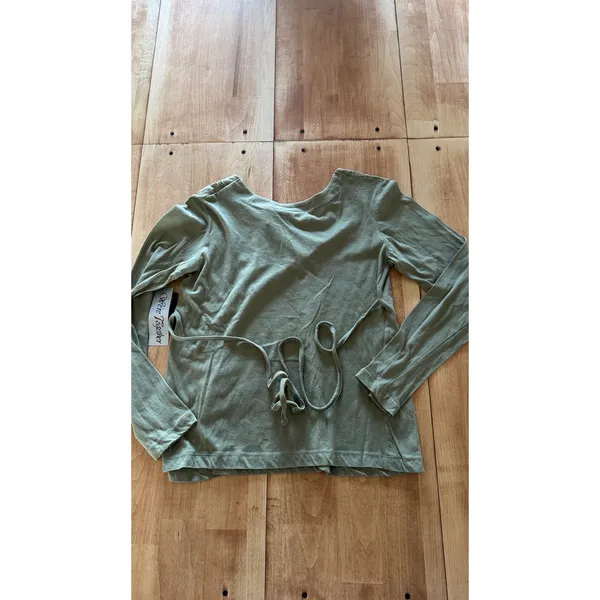 Were Together Maternity Top Sage Green‎ Cotton Long Sleeve V-Neck Small NWT - Image 4