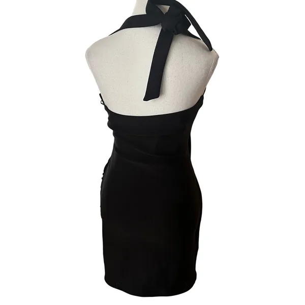 Hello‎ Molly Noticed Dress Black Halter Neck Ruched Mini Dress Womens Size 8 L - Image 5