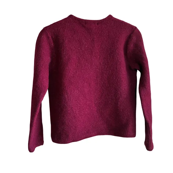 Vintage Karen Scott Boiled Wool Cardigan Sweater S Magenta Women 100% Wool - Image 5