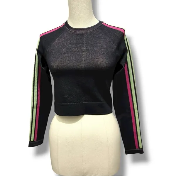 320 Fabletic | NWT Black Aisley Seamless Long Sleeve Crop Top (Size S) - Image 6