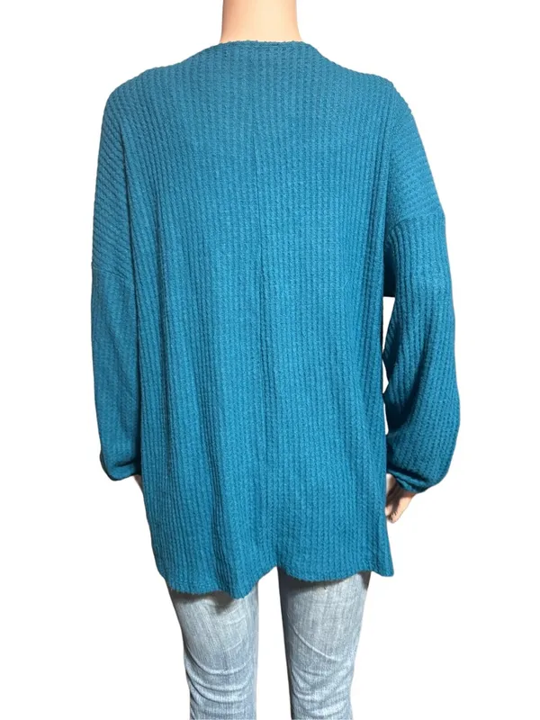 Zenana V-neck knit long sleeve waffle pullover top XL - Image 5