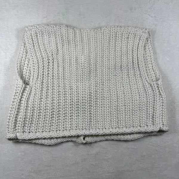 Cream Chunky Ribbed Knit‎ Cardigan Vest Gold Buttons Pockets Size L 9047 - Image 7