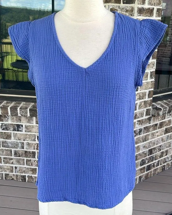 Short Set Comfy Gauzy Blue Top Shorts - Image 4